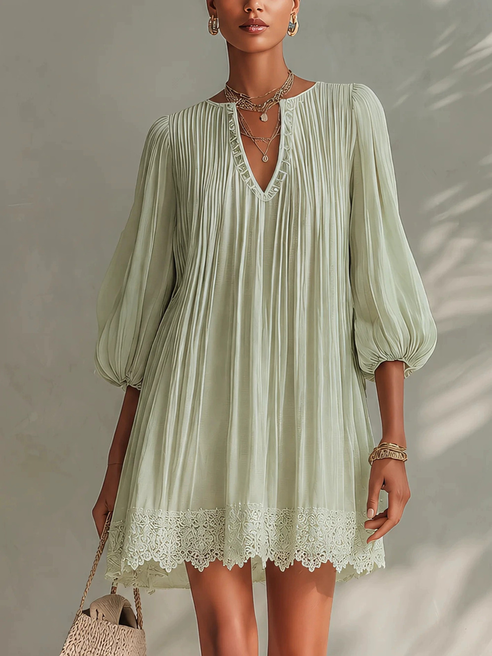 ZARA Bohemian Asymmetric Ruffled Flowy Vacation Lace Dress